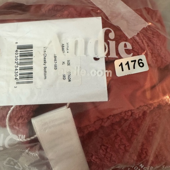 Andie The Cheeky Bottom Red Textured Bikini Bottom XL - Picture 6 of 6